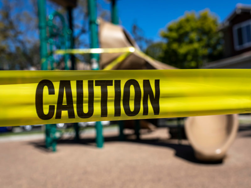 A taped off children's playground.